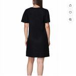 Nicole Miller Original Black Linen Blend Short Sleeve V-Neck Dress Size SMALL Photo 2