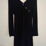 Joseph Ribkoff LBD Black Button Dress V Neck Split Back Size 10 Classic Party Photo 3