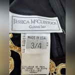 Vintage 90’s Jessica McClintock Gunne Sax Red Velvet Gold Lace Neck Dress 3/4 Size undefined Photo 3
