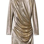 Alice + Olivia Hilary Ruched Metallic gold Bodycon Mini Dress size 4 Photo 3