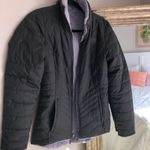 The North Face Reversible Black And Grey Fuzzy Puffer Photo 0