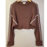 Prómesa Promesa Stitch Perfect Cropped Blanket Stitch Sweater Mocha Brown Photo 5