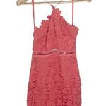 ASTR  the label crocheted lace bodycon sheath halter dress cross straps size M Photo 0