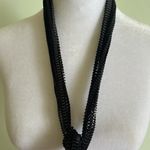 Black Crinkle Material Long Adjustable Necklace Photo 1