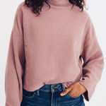 Madewell Women’s Top Cozy Funnel Neck Striped Jacquard Textural Size M. Mauve Photo 0