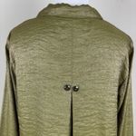 Habitat Blouse Top Womens Large Green Shimmery Metallic Button Up Collared Shirt Photo 6