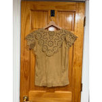 J.Crew Eyelet Embroidery Cotton Top Medium Tan Golden Brown Boho Summer Tee Photo 3