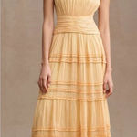 BHLDN Anthropologie  Juniper Metallic Tiered Backless High Neck‎ Gown Size 2 Photo 0