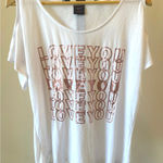 Material Girl NWT Pink Metallic LOVE YOU - Cold Shoulder Size XL by  Active Top Photo 0