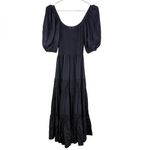 La Ligne Black Smocked Puff Sleeve Midi Dress Size XS Photo 1