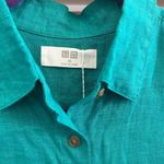 Uniqlo Linen Turquoise Sleeveless Button-Down Shirt - size XS (oversized!) Photo 1