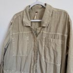 Free People  Quinn Coverall Size Large Jumpsuit in Thistle Seed Green Boho Linen Photo 5