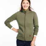 L.L.Bean Pullover Womens M Green Cotton Quilted Half Zip Outdoor Casual Photo 0