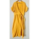 Marine layer Valencia Wrap Dress Golden Yellow Women's Large Adjustable Gauze Photo 2