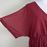 ANRABESS Maxi Dress XL Maroon Sheer Lined Slit‎ Dolman 3/4 Sleeve Elastic Waist Red Photo 4