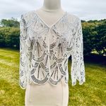 Vintage White and Silver Sequin Capelet Photo 6