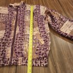 90s Vintage BOGARI Silk Bomber Jacket Abstract Print Windbreaker large Y2k 80s Tan Photo 7