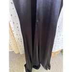 A. Peach Shiny Thick Stretchy Satin Plunge Front Slit Bodycon Maxi Gown Dress S Black Photo 2