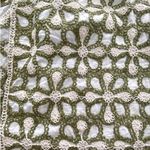 Solitaire Anthropologie  Floral Green and White Puff Sleeve Crochet Top L Photo 5