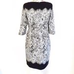 Adrianna Papell Sheath Dress White Ivory Black Lace Midi Wedding Photo 3
