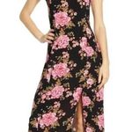 BP  Womens Pink Floral Rose Print Midi Slit Cocktail Dress Wedding Guest Size M Photo 13
