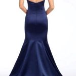 Hayley Paige Occasions Navy Blue Satin Dress Photo 1