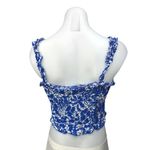 ZARA  Blue Floral Print Lace Up Tie Sleeveless Ruffle Strap Crop Tank Top Size S Photo 1