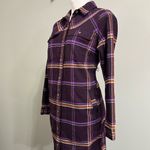 Duluth Trading Co Folklore Flannel Duster Purple elderberry windowpane plaid Photo 4