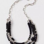 Free People Oceanfront Layered Necklace in Black NWT Bohemian Beach Beaded Photo 1
