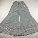 Angie Striped Cotton Eyelet Flared Pant S Photo 3