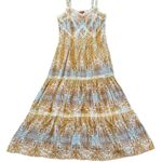 Sundance Bohemian Print Maxi Dress Tank Top Lace Trim Sheath Size 10 Women's Brown Photo 0