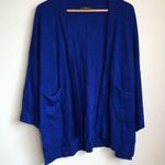 ZARA  KIMONO STYLE BLAZER OPEN FRONT BLUE KNIT TOP WOMENS SIZE‎ M POCKETS Photo 2