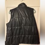 Black Faux Leather Puffer Vest Size M Photo 2