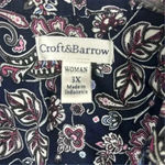 Croft & Barrow Women's 3XL Paisley Collared Blouse Multicolor Long Sleeve Photo 3
