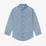 Sandro Celestine embroidered denim button down shirt sz small (1) Photo 0