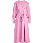 Tibi  Pink Lace Up Corset Long Sleeve Twill Midi Dress Size 10 Photo 1