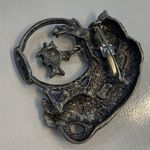 Vintage Signed JJ Jonette Pin Brooch Pewter Cat with Fish Bowl Photo 2