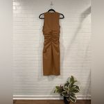 EXPRESS Body Contour Faux Leather Twist Front Midi Dress w/Built-In Shape Wear Photo 3
