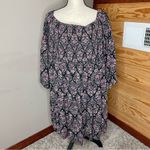 Torrid Mini Challis Off Shoulder Smock Skater Dress in Black Medallion Floral 4X Photo 1