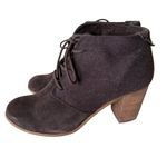 Toms  Womens 8.5 Brown Suede Lace Up Heeled Ankle Boots Size Stacked Heel Lunata Photo 1