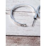 Earrings for Pierced Ears Large Silver Tone Hoops Stamped G Photo 4