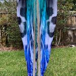 Manish Vaid Designer Beaded Crystal Printed Luxury Resort Harem Pants Size S Blue Photo 0