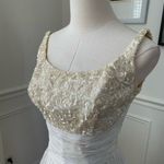 Vintage 50s Emma Domb San Francisco Midi Tea Length Formal Dress Gown Ivory Sequ White Photo 5