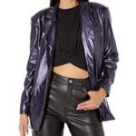 [BLANKNYC] Womens Faux Leather Oversized Blazer with Pockets Purple Coat XS Photo 0