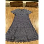 Sundance  Tiered eyelet cotton scallop hem boho short sleeve blue mini dress xs Photo 12