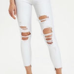 American Eagle  Outfitters White Distressed Ankle Jeans Size 0 Photo 0