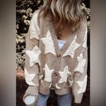 CLARE SHERPA STAR CARDIGAN Tan Photo 1
