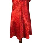 Vintage 90s Y2K Sostanza Slip Dress Red Black Floral Velvet Straps Chemise L Size L Photo 6