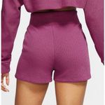 Nike Sportswear Women's Ribbed Hoodie & Shorts Set Mulberry Rose Photo 14