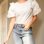 Loft White Puff Sleeve Ruffled Drama Queen Blouse Photo 2